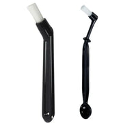 Modern black and white coffee machine brush with curved handle and white bristle head for decorbites coffee machine cleaning