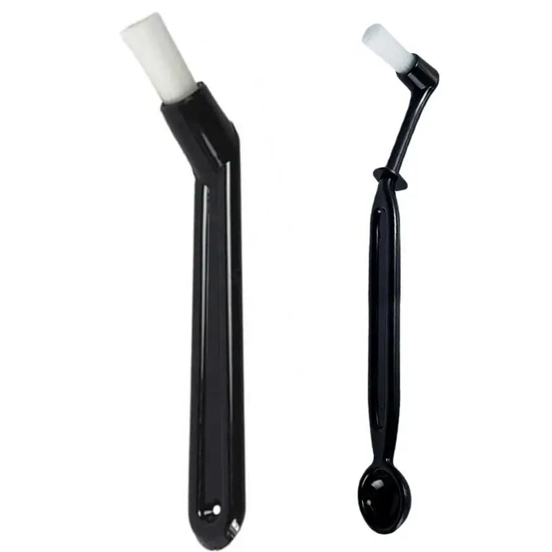 Modern black and white coffee machine brush with curved handle and white bristle head for decorbites coffee machine cleaning