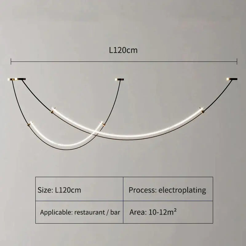 Modern black and white designer arc line dining room chandelier with three curved white led tubes and gold fixtures decorbites designer arc