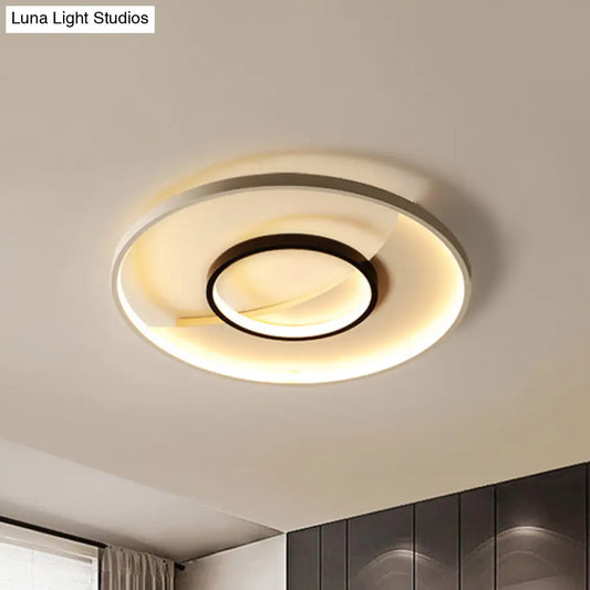 DecorBites™ Lámpara de techo LED empotrada de doble anillo moderna en blanco y negro - 16"/19.5" de ancho