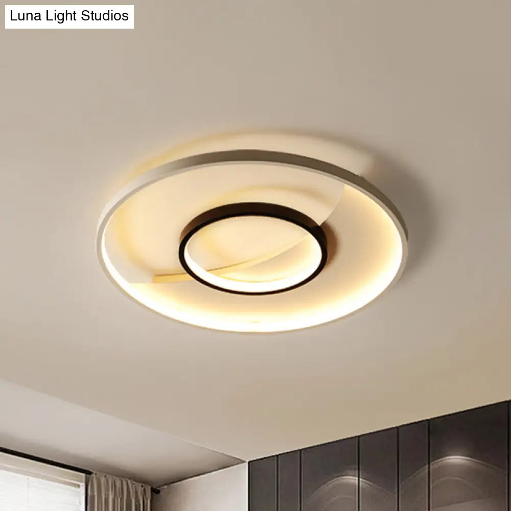 DecorBites™ Lámpara de techo LED empotrada de doble anillo moderna en blanco y negro - 16"/19.5" de ancho