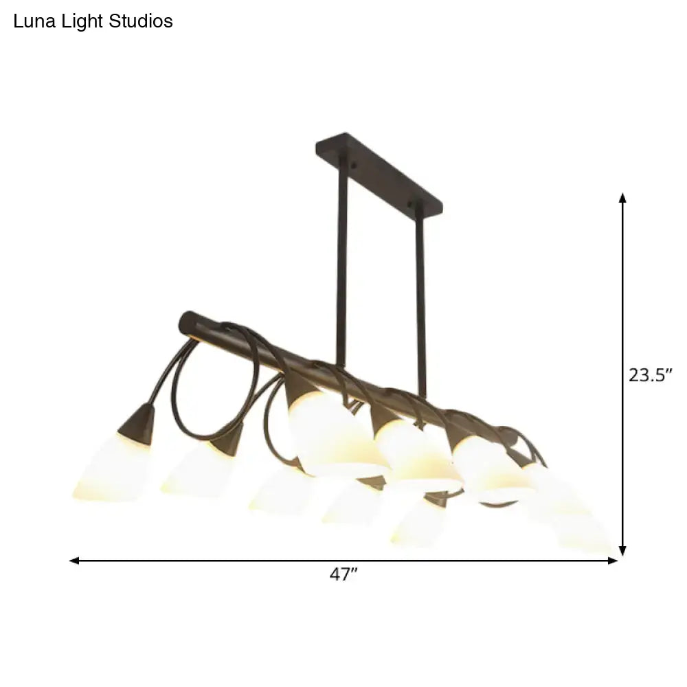 Modern black metal chandelier light fixture with multiple frosted glass shades kitchen pendant light for kitchen pendant