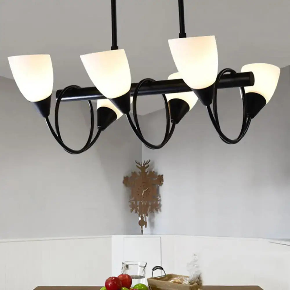 Modern black metal light fixture with five frosted glass shades kitchen pendant light for kitchen pendant use