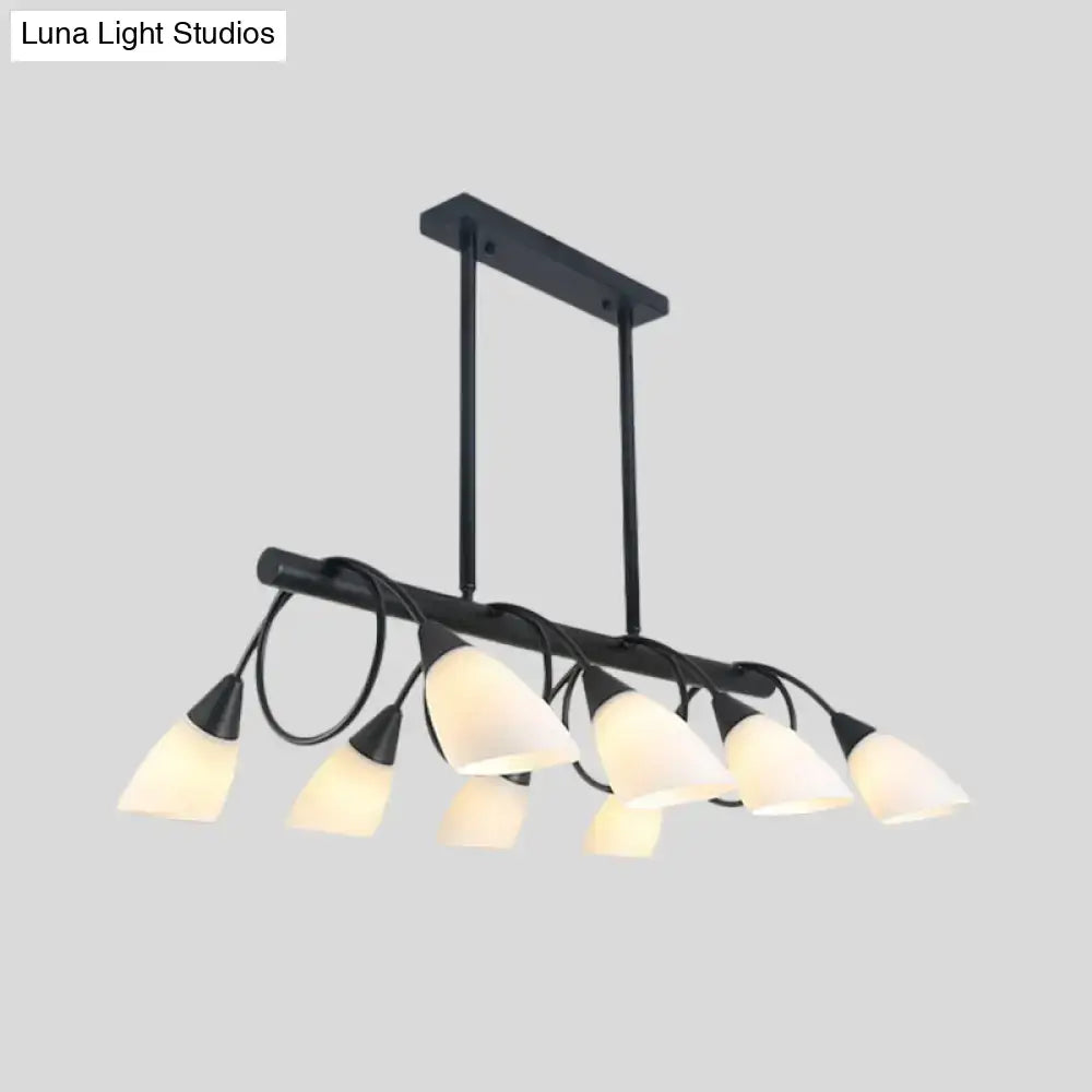 Modern black metal light fixture with six frosted glass shades kitchen pendant light for kitchen pendant use