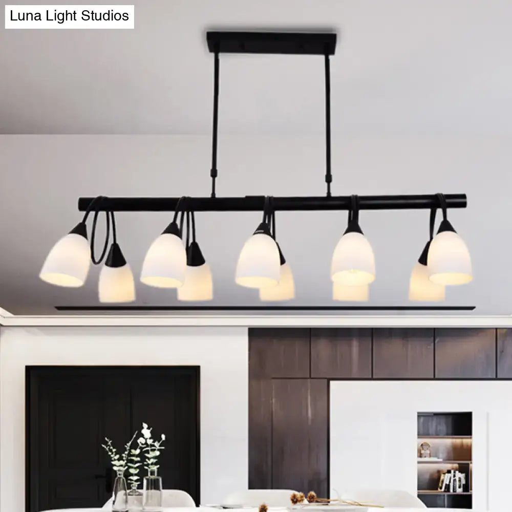 Modern black metal light fixture with six frosted glass shades kitchen pendant light for kitchen pendant use