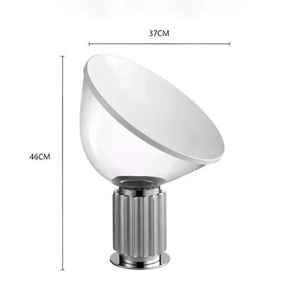 Modern black and white glass radar shade led desk lamp with clear glass and chrome fluted base for bedroom use