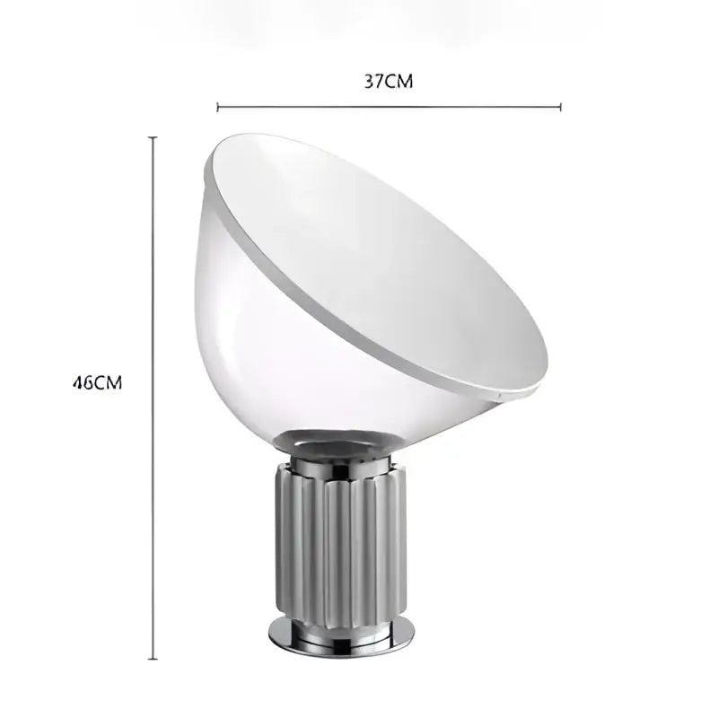 Modern black and white glass radar shade led desk lamp with clear glass and chrome fluted base for bedroom use