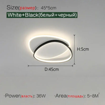 Modern black and white led ceiling lamp with sleek dual-ring design featuring integrated led lighting for bedroom decorbites led ceiling