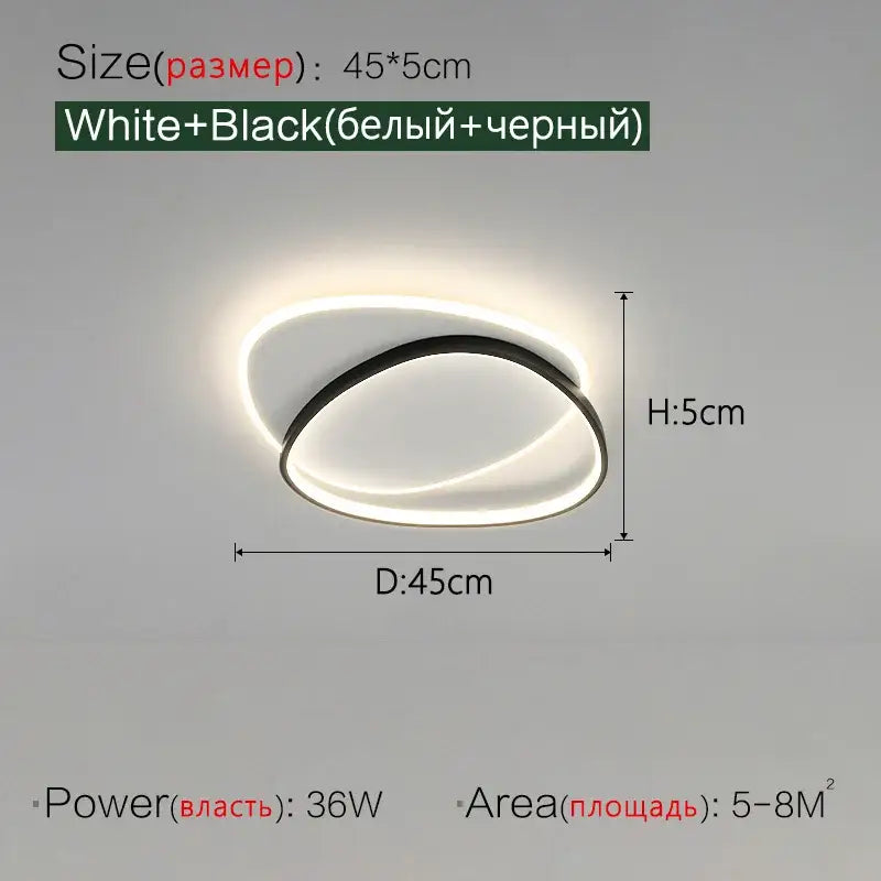 Modern black and white led ceiling lamp with sleek dual-ring design featuring integrated led lighting for bedroom decorbites led ceiling