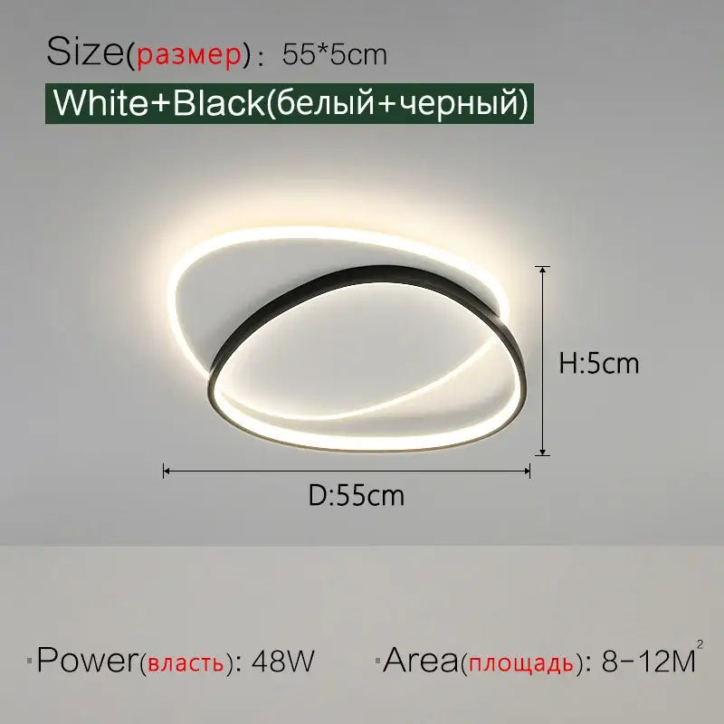 Modern black and white led ceiling lamp with sleek circular design and integrated led ring for bedroom decorbites led ceiling