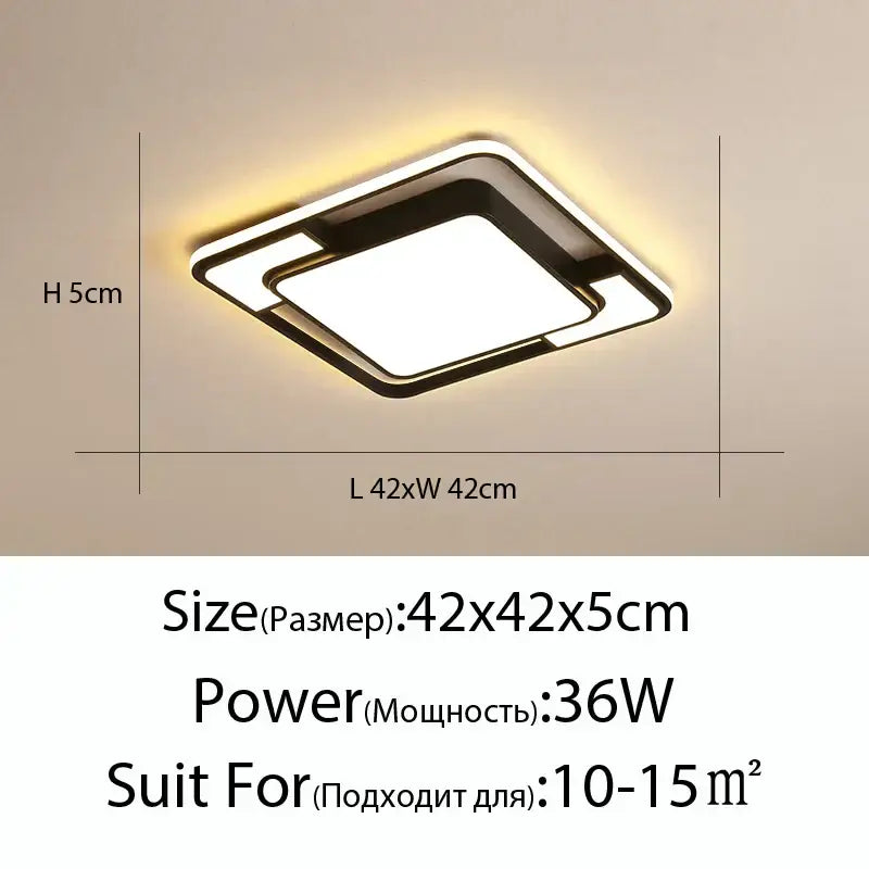Modern black and white decorbites led ceiling lamps with sleek frame and warm ambient dimmable light for living room