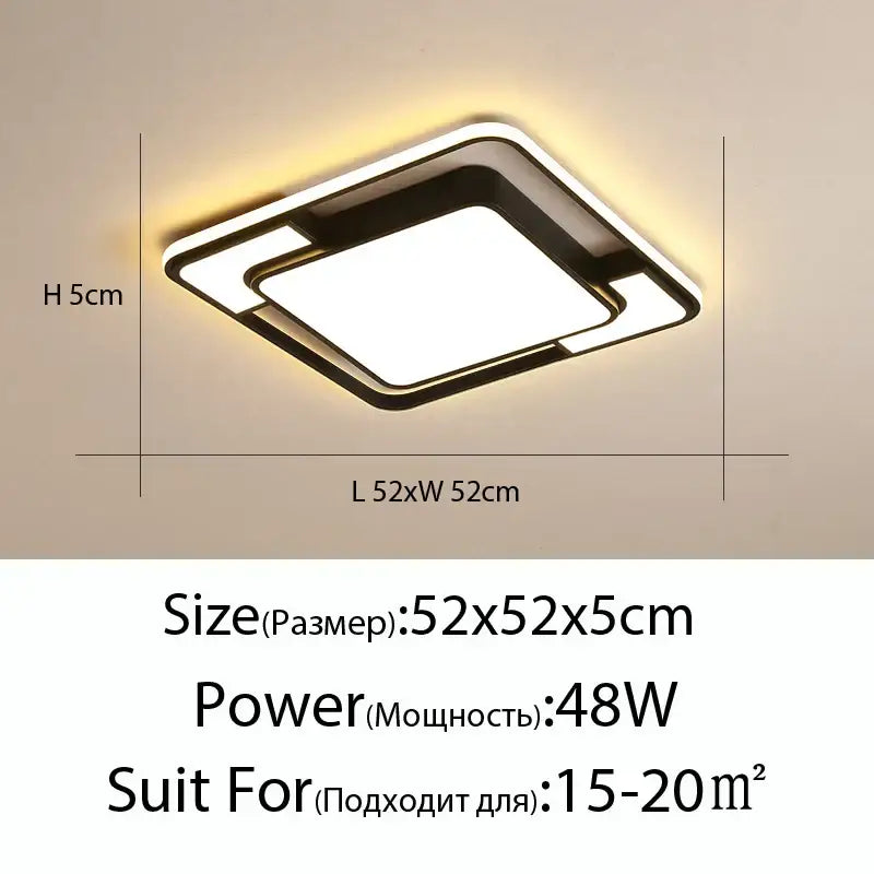 Modern black and white led ceiling lamp with sleek frame and glowing panel ideal for living room decorbites led ceiling lamps