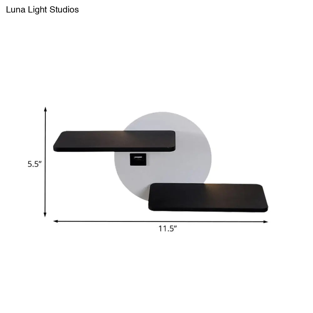 Aplique de pared rectangular DecorBites™ moderno en blanco y negro con LED y puerto USB - Iluminación de noche
