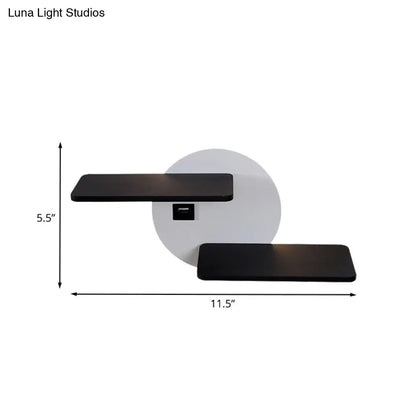 Aplique de pared rectangular DecorBites™ moderno en blanco y negro con LED y puerto USB - Iluminación de noche