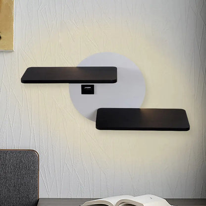 Aplique de pared rectangular DecorBites™ moderno en blanco y negro con LED y puerto USB - Iluminación de noche