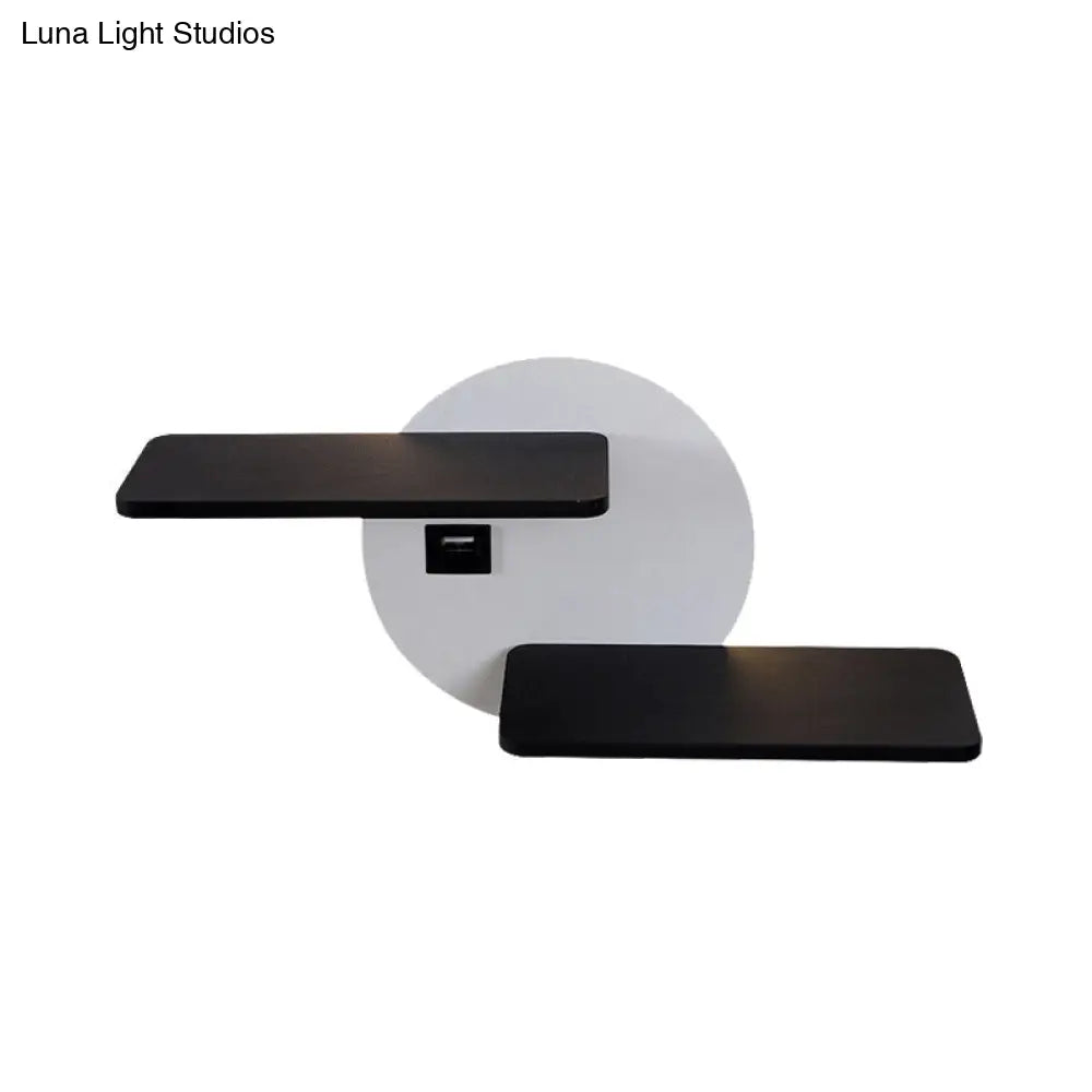 Aplique de pared rectangular DecorBites™ moderno en blanco y negro con LED y puerto USB - Iluminación de noche