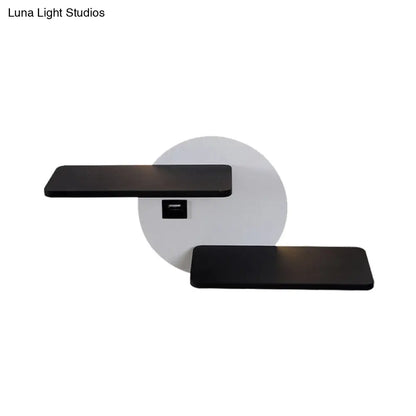 Aplique de pared rectangular DecorBites™ moderno en blanco y negro con LED y puerto USB - Iluminación de noche