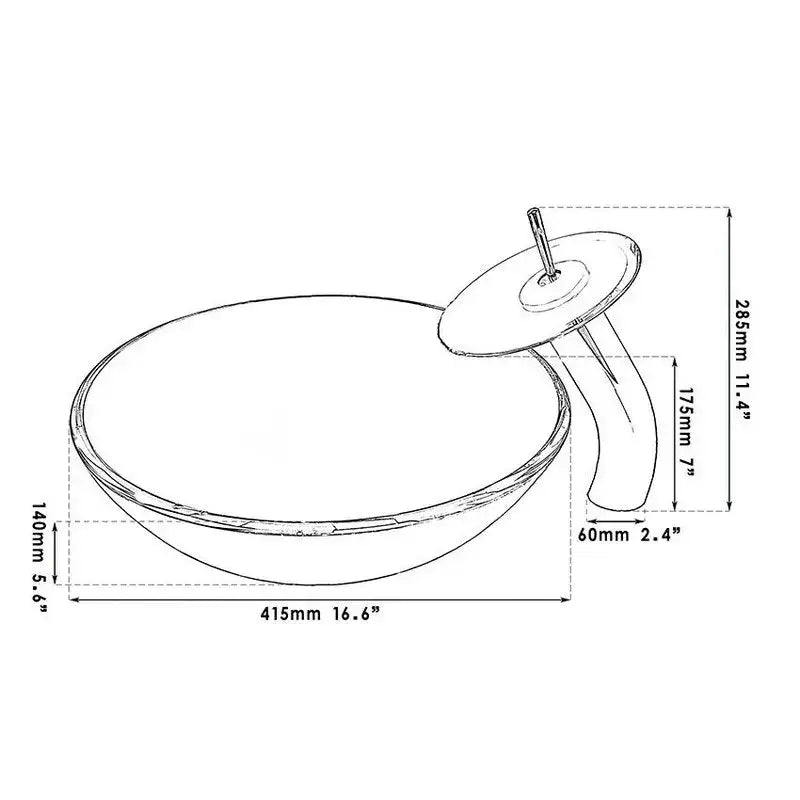 Modern black and white marble glass basin tap set with a curved waterfall faucet for a bathroom sink