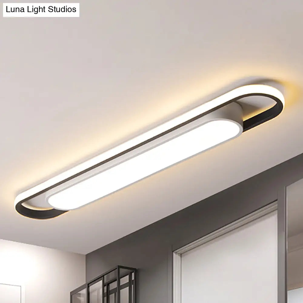 DecorBites™ Lámpara de techo empotrada moderna multianillo en blanco y negro - Lámpara LED acrílica para pasillo - Luz blanca/cálida - 40,6 cm/60 cm/80 cm de ancho