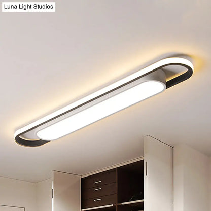 DecorBites™ Lámpara de techo empotrada moderna multianillo en blanco y negro - Lámpara LED acrílica para pasillo - Luz blanca/cálida - 40,6 cm/60 cm/80 cm de ancho