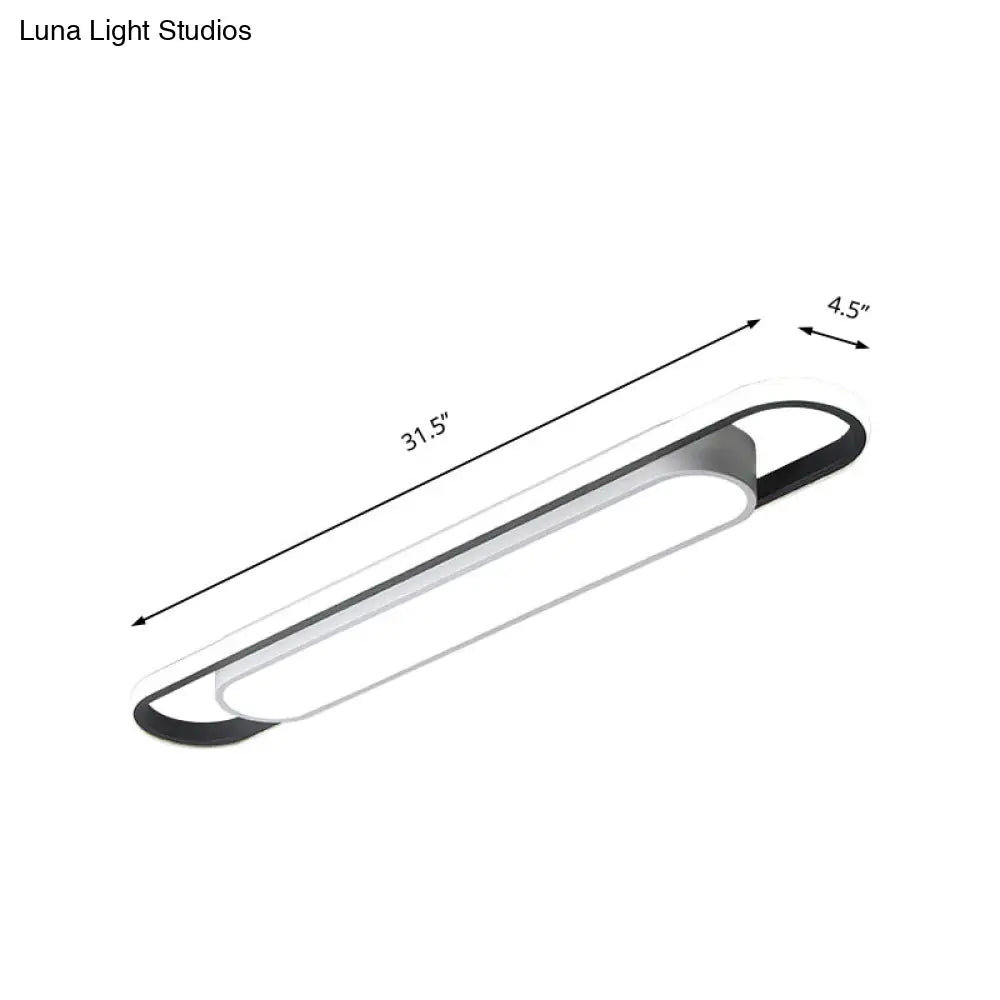 DecorBites™ Lámpara de techo empotrada moderna multianillo en blanco y negro - Lámpara LED acrílica para pasillo - Luz blanca/cálida - 40,6 cm/60 cm/80 cm de ancho