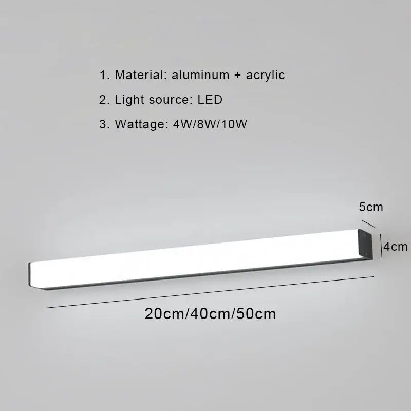 Modern black and white rectangular led wall lamp with sleek aluminum and acrylic design in 4w 8w 10w wattage options
