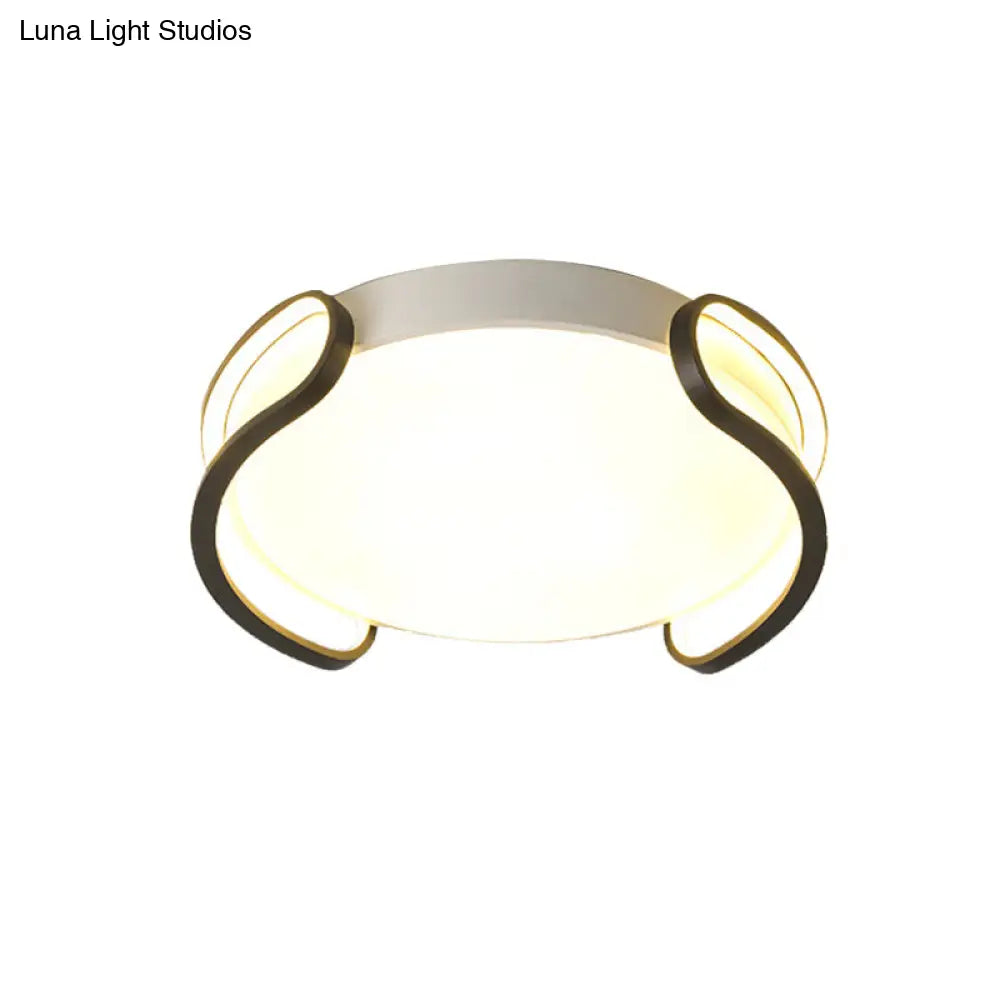 Lámpara de techo LED redonda moderna en blanco y negro DecorBites™ - Pantalla acrílica, luz blanca para dormitorio