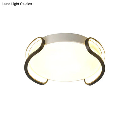 Lámpara de techo LED redonda moderna en blanco y negro DecorBites™ - Pantalla acrílica, luz blanca para dormitorio