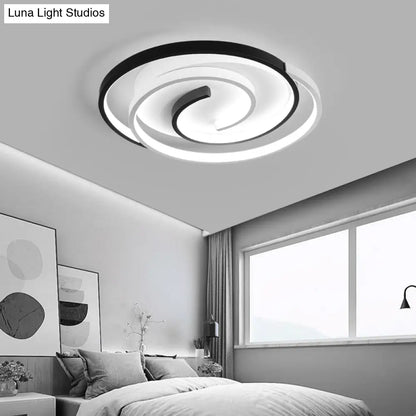 Lámpara de techo LED DecorBites™ moderna en espiral blanca y negra para dormitorio