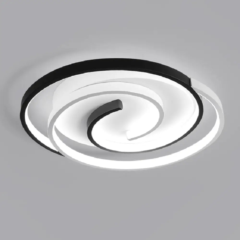 Lámpara de techo LED DecorBites™ moderna en espiral blanca y negra para dormitorio