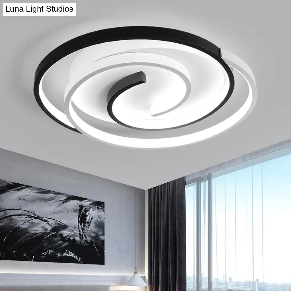 Lámpara de techo LED DecorBites™ moderna en espiral blanca y negra para dormitorio