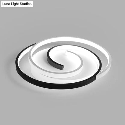 Lámpara de techo LED DecorBites™ moderna en espiral blanca y negra para dormitorio