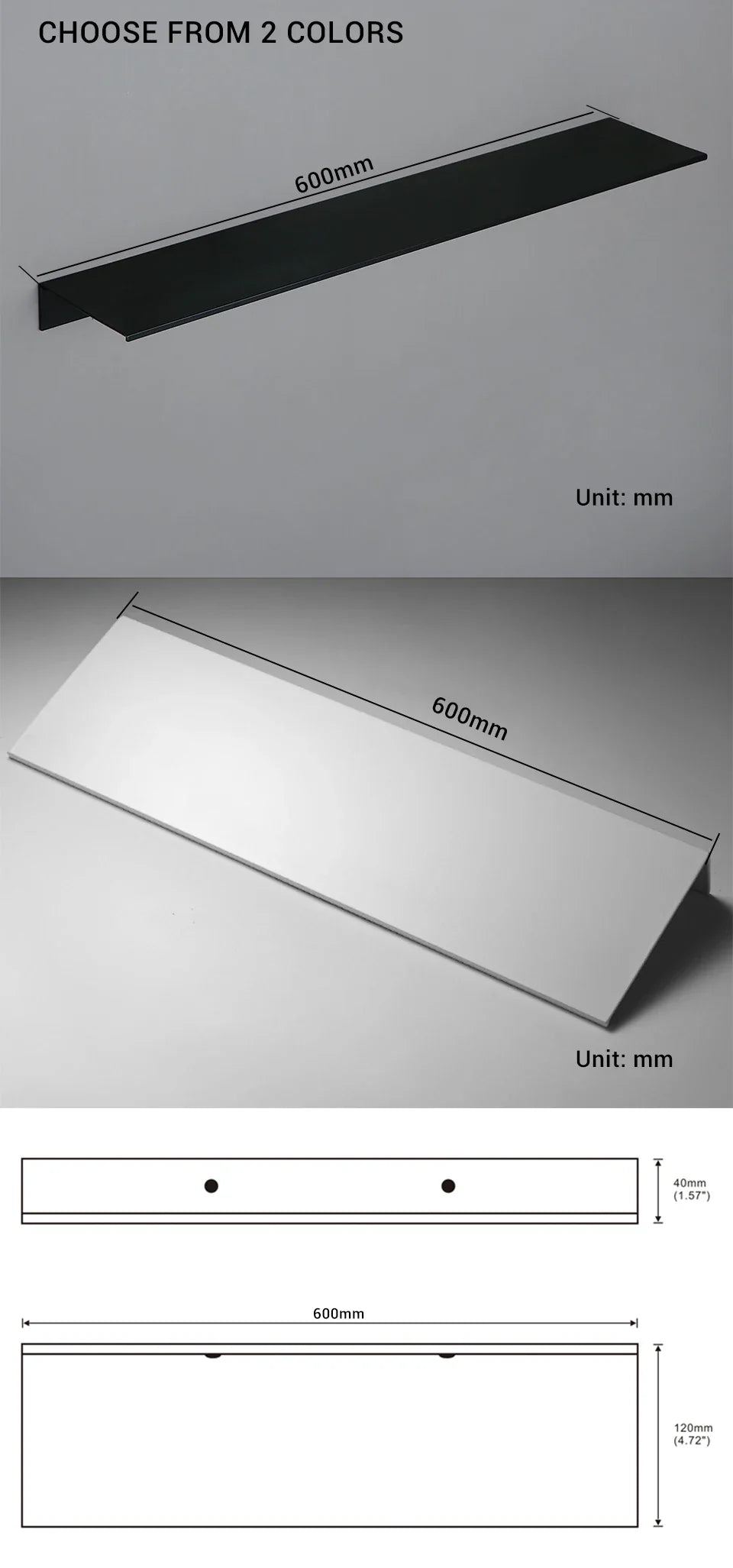 Modern Black and White Wall-Mounted Organizer Shelf