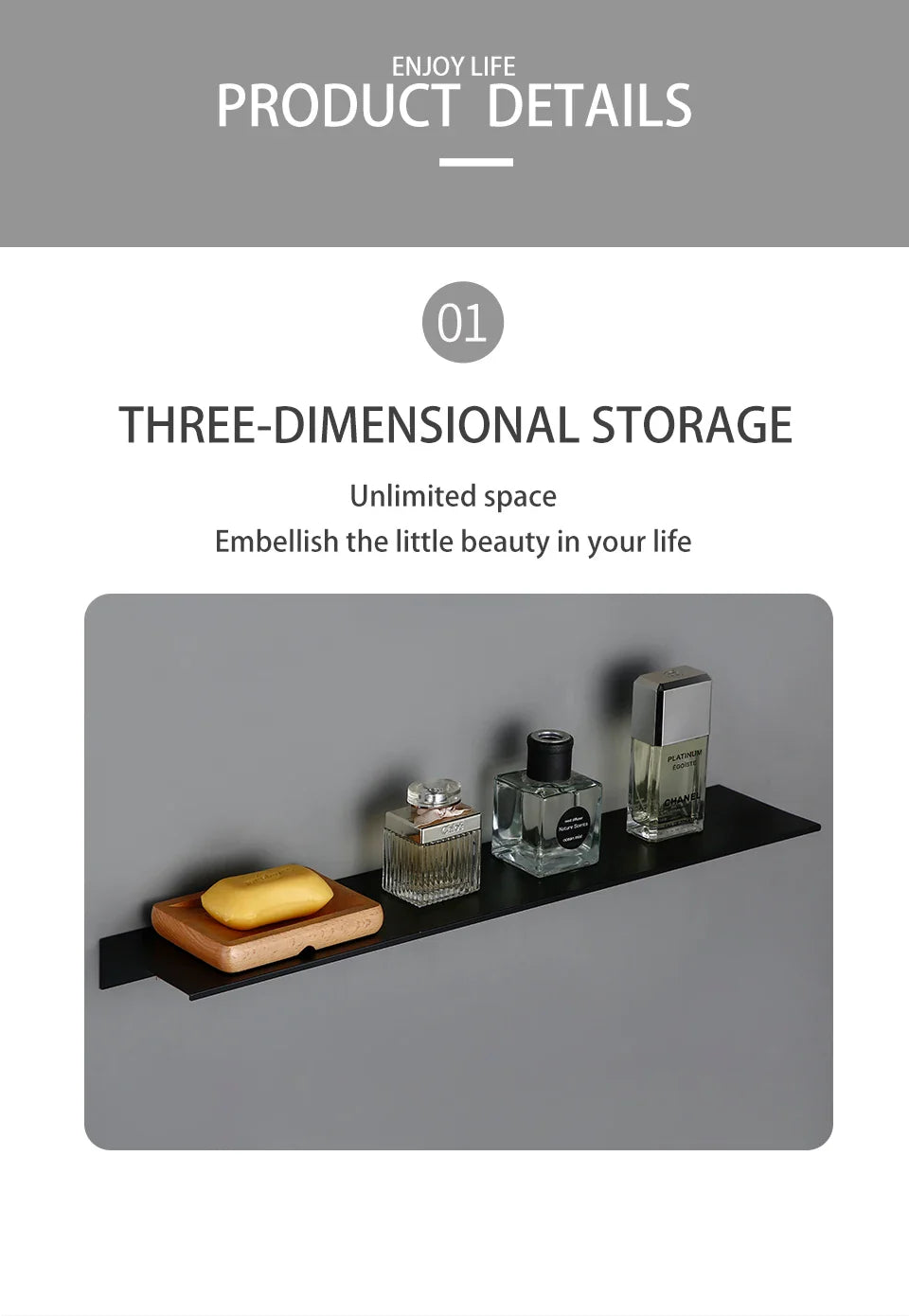 Modern Black and White Wall-Mounted Organizer Shelf