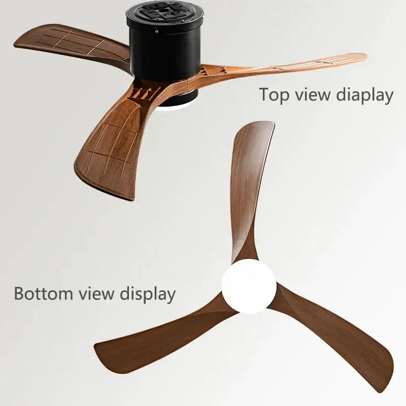 Modern black and wood decorbites 46in led ceiling fan with three dark brown wooden blades for bedrooms decor