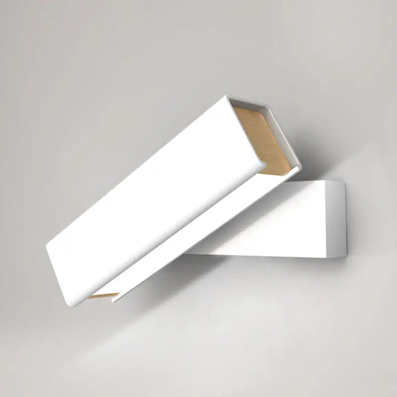 Minimalist white rectangular led sconce lamp with gold-toned interior and modern design for bedroom use