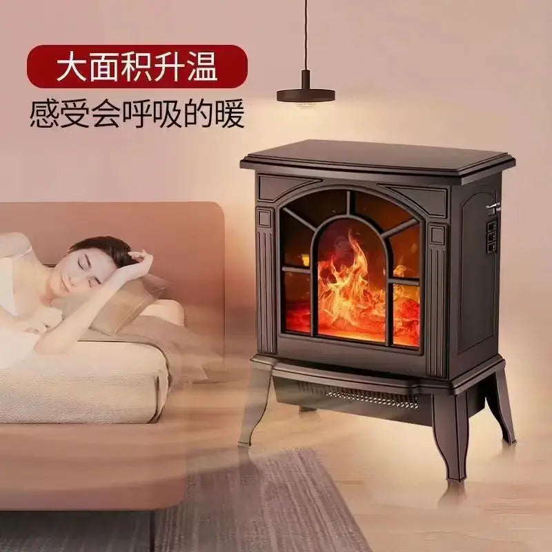 Modern black arched electric fireplace heater with glass front and simulated flames for living room use electric fireplace