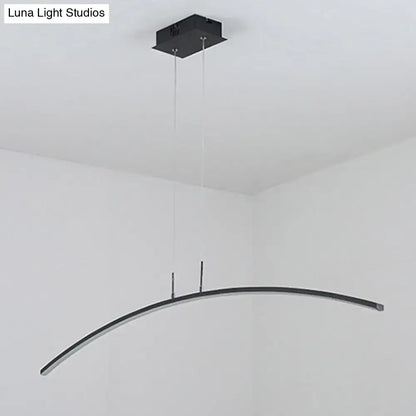 Modern black arched led pendant light with sleek curved design and smd light type for dining room island illumination