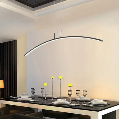 Modern black arched led pendant light with sleek curved design and smd light type for dining room island use
