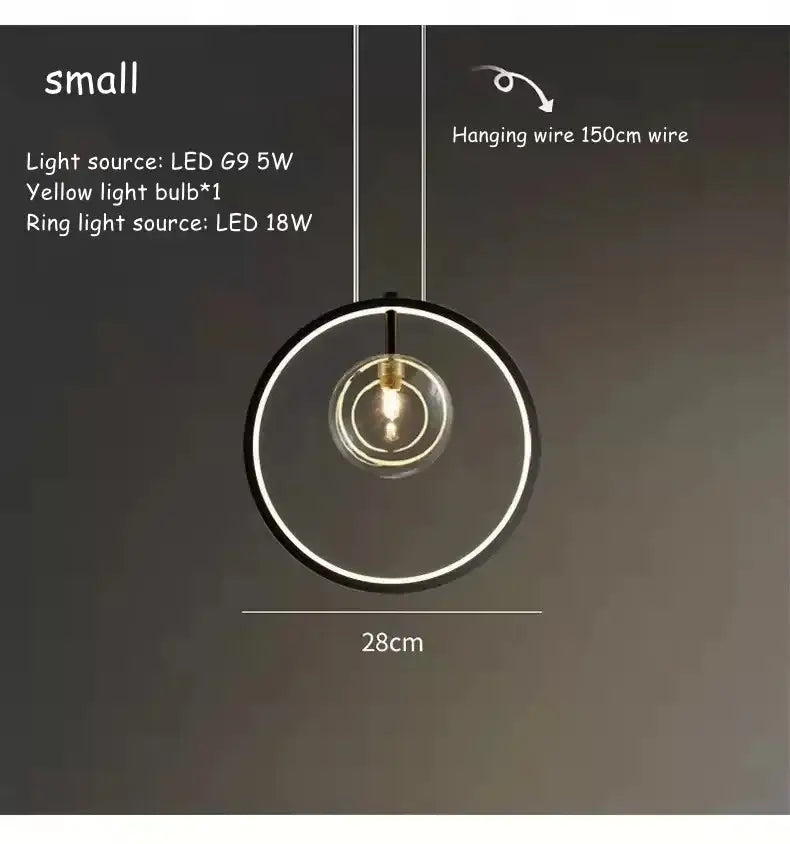 Modern black ball bubble led chandelier pendant light with central led bulb and 150cm hanging wire for dining room