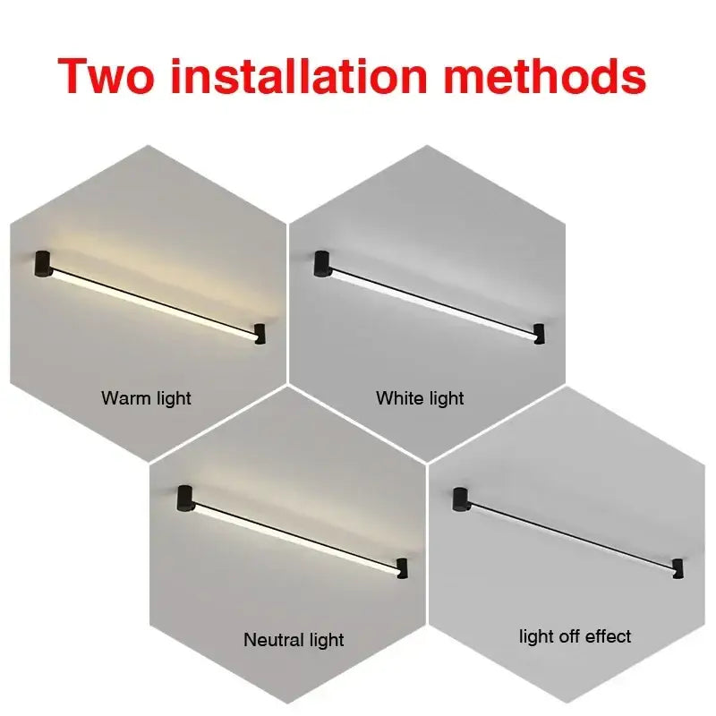 Modern black bar linear wall light with sleek black finish and adjustable color temperature for ambient lighting