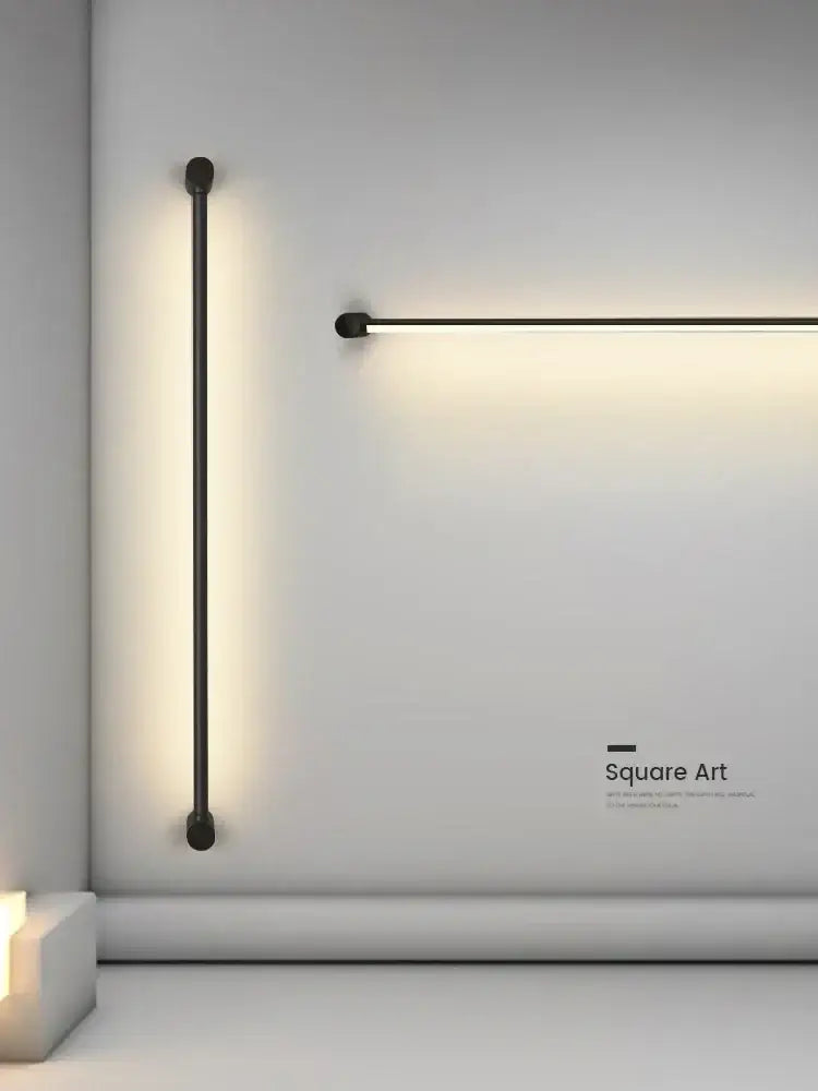 Modern black bar linear wall light with sleek minimalist design and warm ambient lighting for living room decorbites wall light