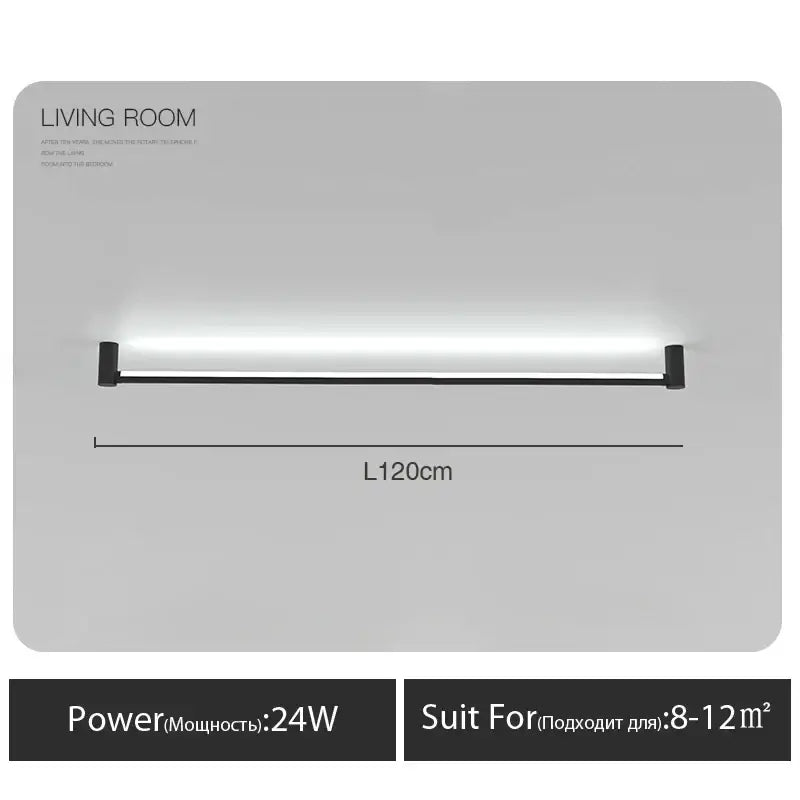 Modern black bar linear wall light by decorbites with 24w power for sleek living room ambient lighting decor