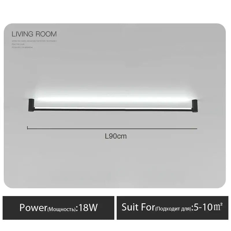 Modern black bar linear wall light with sleek led strip design and 18w power for living room decorbites black bar lighting