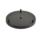 Modern black base plate lighting display stand featuring three small pegs and central spherical knob for living rooms