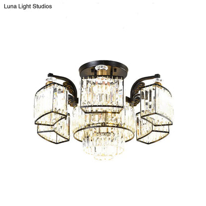 Lámpara de techo empotrada DecorBites™ Modern Black para dormitorio con pantalla de bloques de cristal - Semiempotrada, diseño de 9/12 cabezales