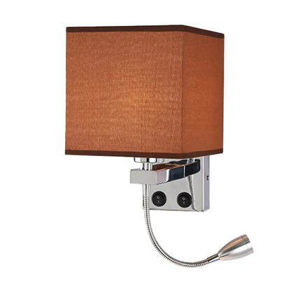 DecorBites™ DecorBites™ Modern Black/Beige/Coffee Bedside Wall Reading Lamp with Rectangle Fabric Shade