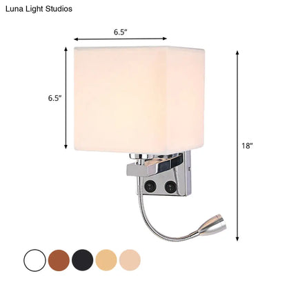 DecorBites™ DecorBites™ Modern Black/Beige/Coffee Bedside Wall Reading Lamp with Rectangle Fabric Shade