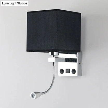 DecorBites™ DecorBites™ Modern Black/Beige/Coffee Bedside Wall Reading Lamp with Rectangle Fabric Shade