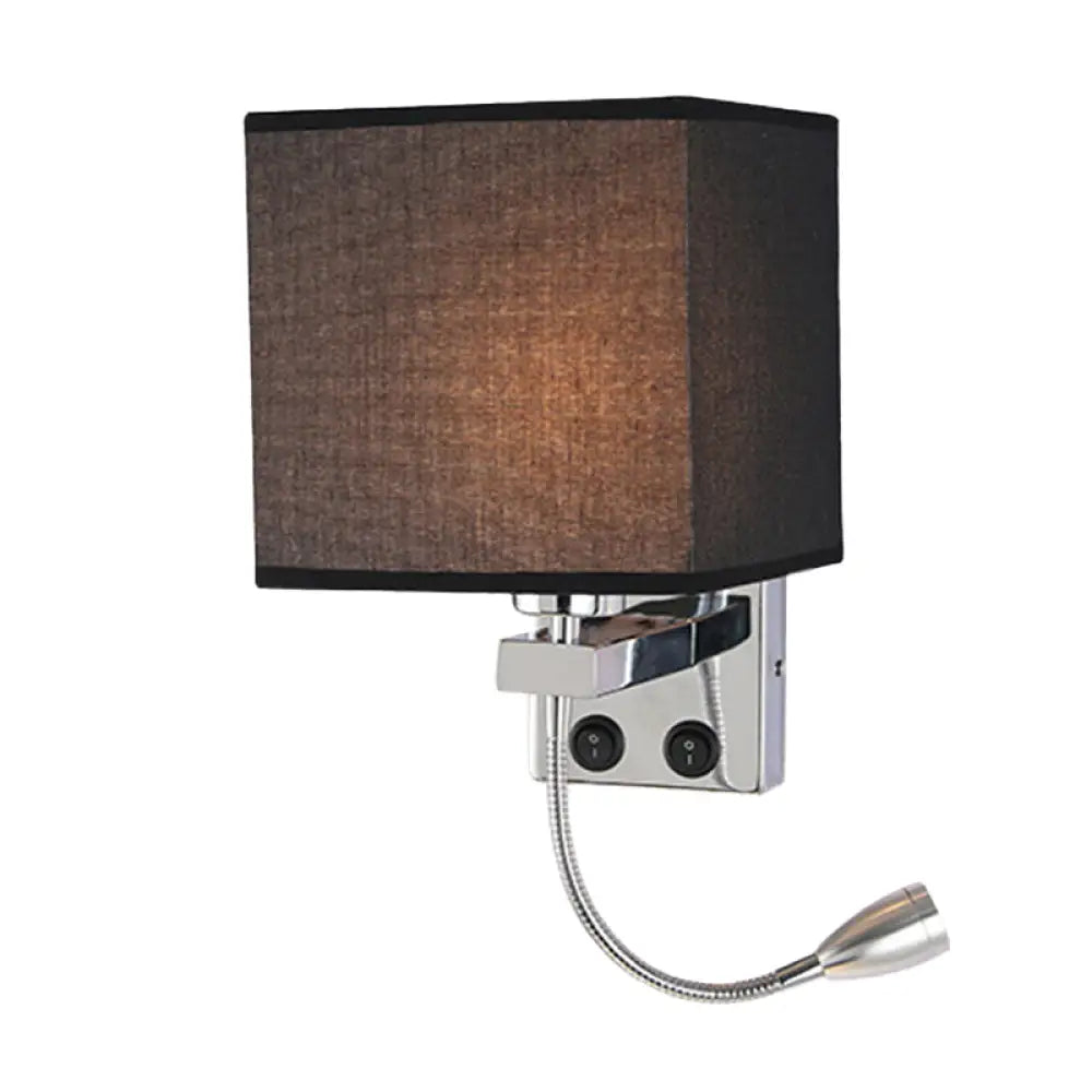 DecorBites™ DecorBites™ Modern Black/Beige/Coffee Bedside Wall Reading Lamp with Rectangle Fabric Shade